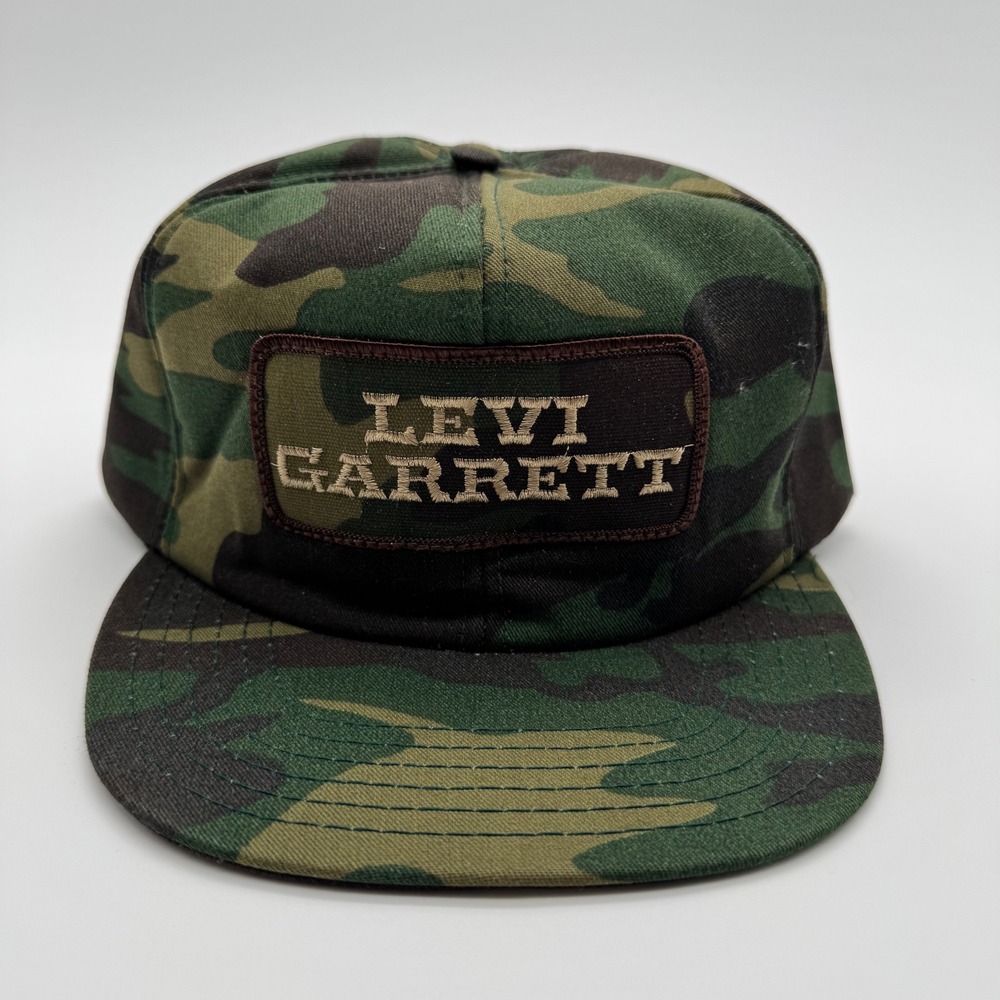 Vintage Levi Garrett Chewing Tobacco Camo Trucker Hat Snapback Made in USA Mens